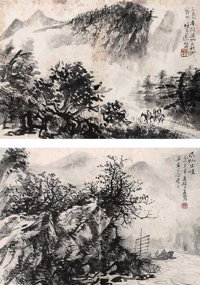 黎雄才 山水（两幅） 镜心